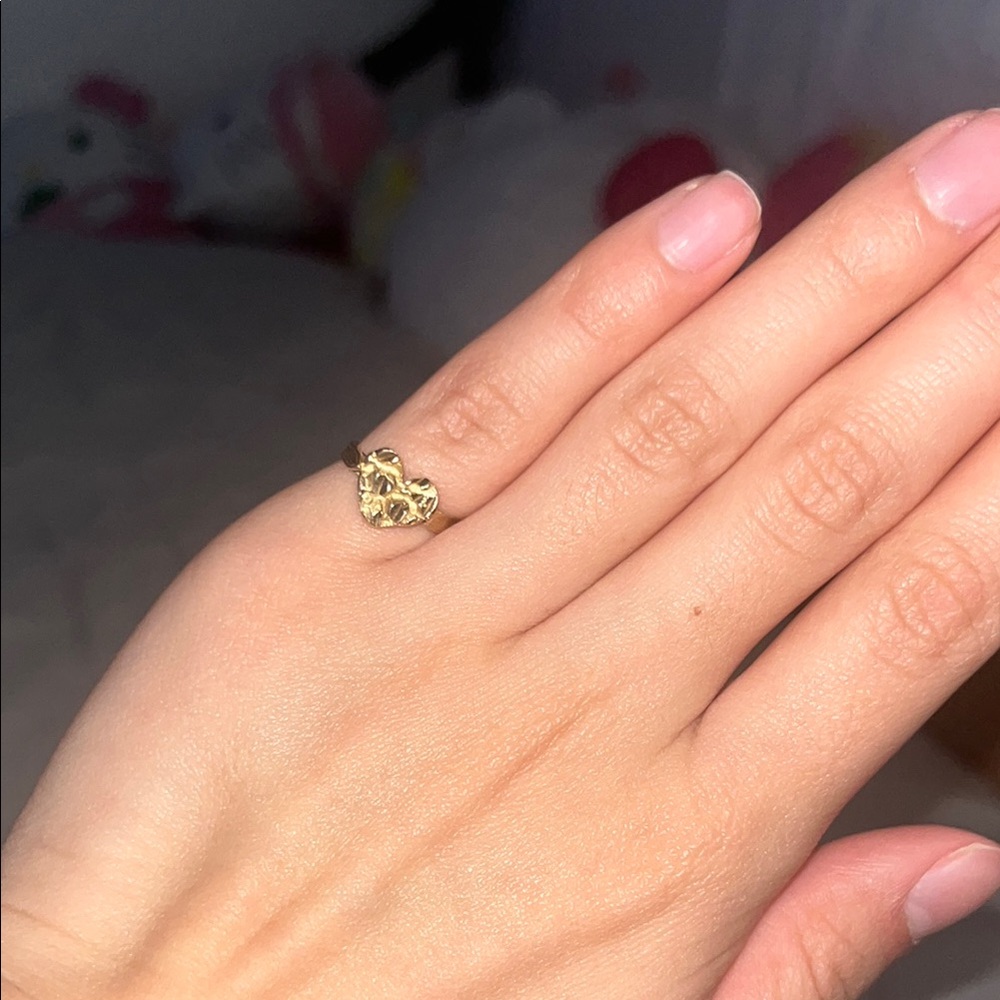 14k gold heart nugget ring